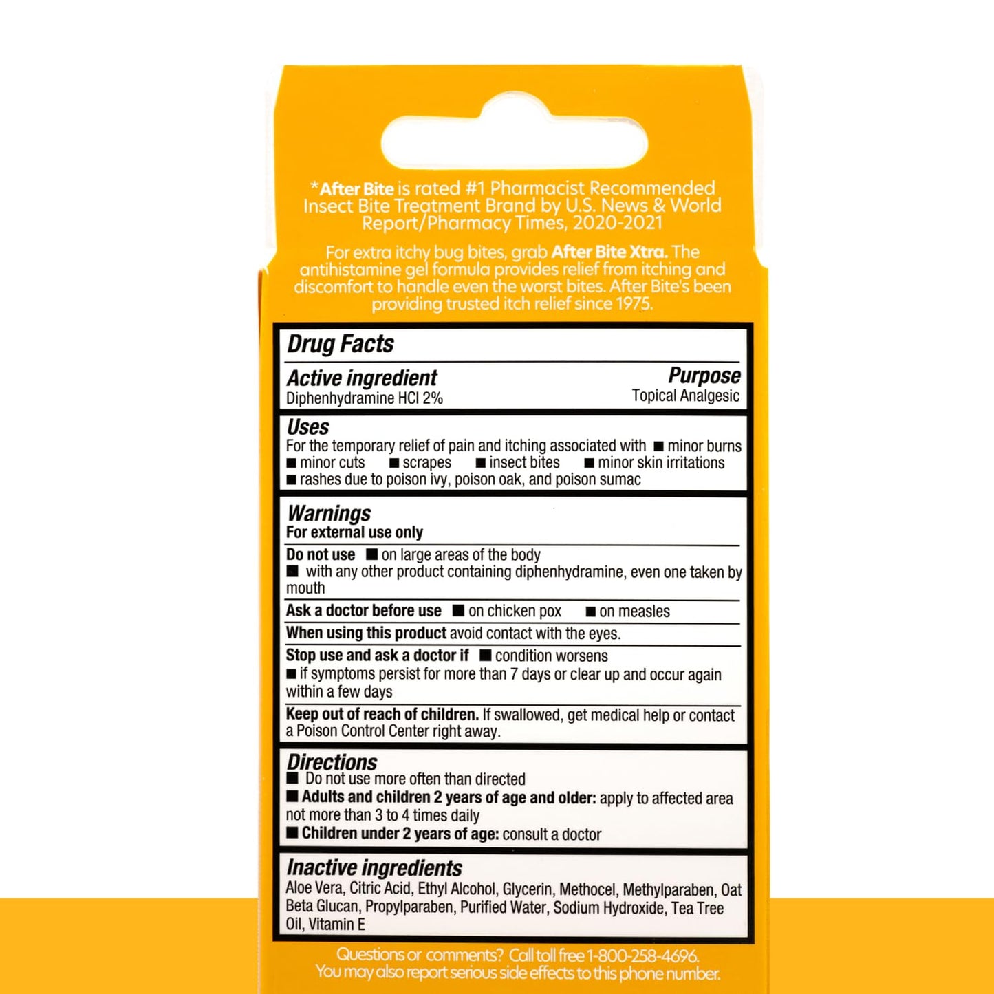 After Bite Xtra Formula Gel - Itch Relief with Diphenhydramine HCl | 0.7 oz Travel Pack (4 Pack) - Mosquito, Bee & Fire Ant Bites