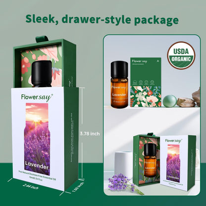 Organic Lavender Essential Oil - 100% Pure, Calming Aromatherapy Oil 10ml