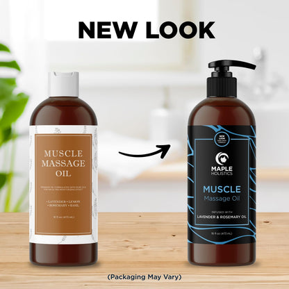 Sore Muscle Massage Oil for Body – Lavender & Rosemary, 16oz | Pro or Home Use
