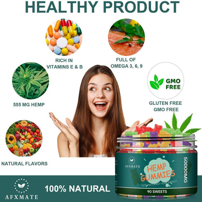 AFXMATE Hemp Gummies 50000 mg – Fruit Flavored Gummy (90 Gummies)