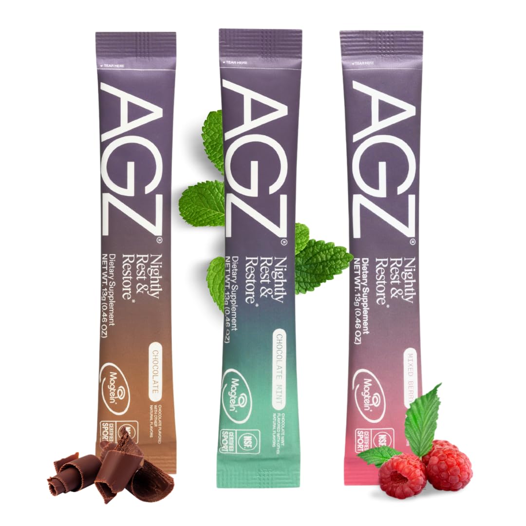 AG1 AGZ Sleep Drink Sampler – Melatonin-Free Nighttime Sleep Support (3-Serving Flavor Pack) | Athletic Greens