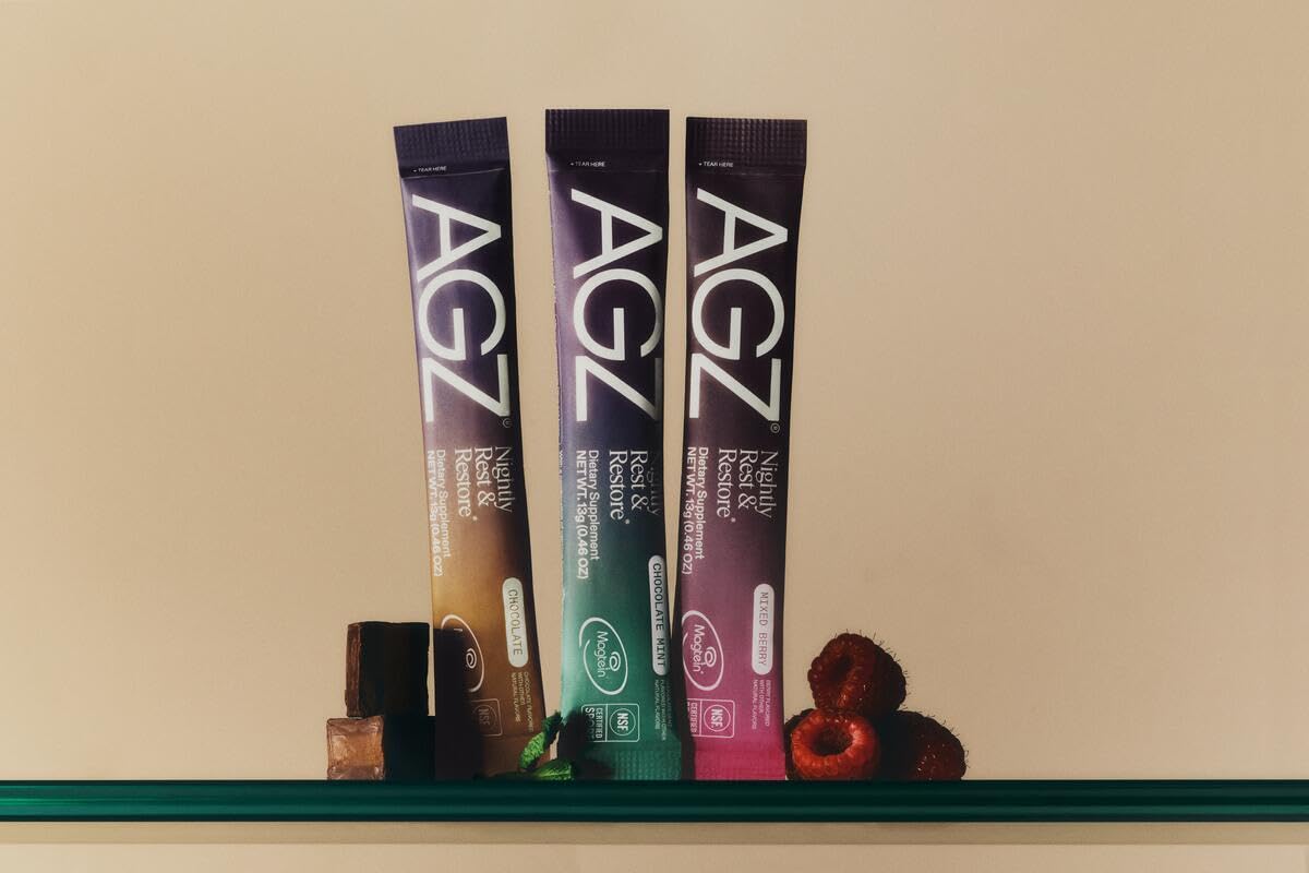 AG1 AGZ Sleep Drink Sampler – Melatonin-Free Nighttime Sleep Support (3-Serving Flavor Pack) | Athletic Greens