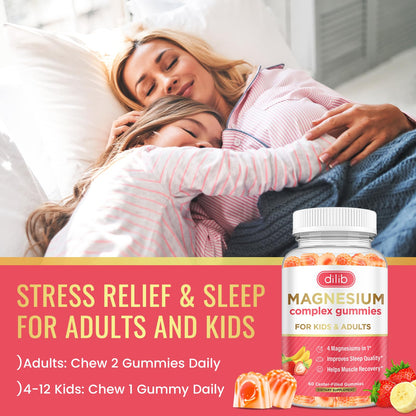 Magnesium Complex Gummies for Kids & Adults – Calm, Sleep & Mood Support, 60 Gummies