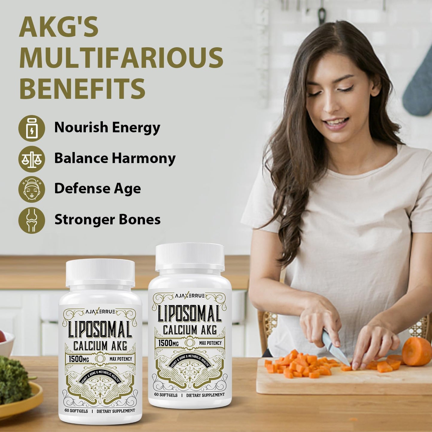 Liposomal Calcium AKG 1500 MG – 120 Softgels | Longevity & Energy