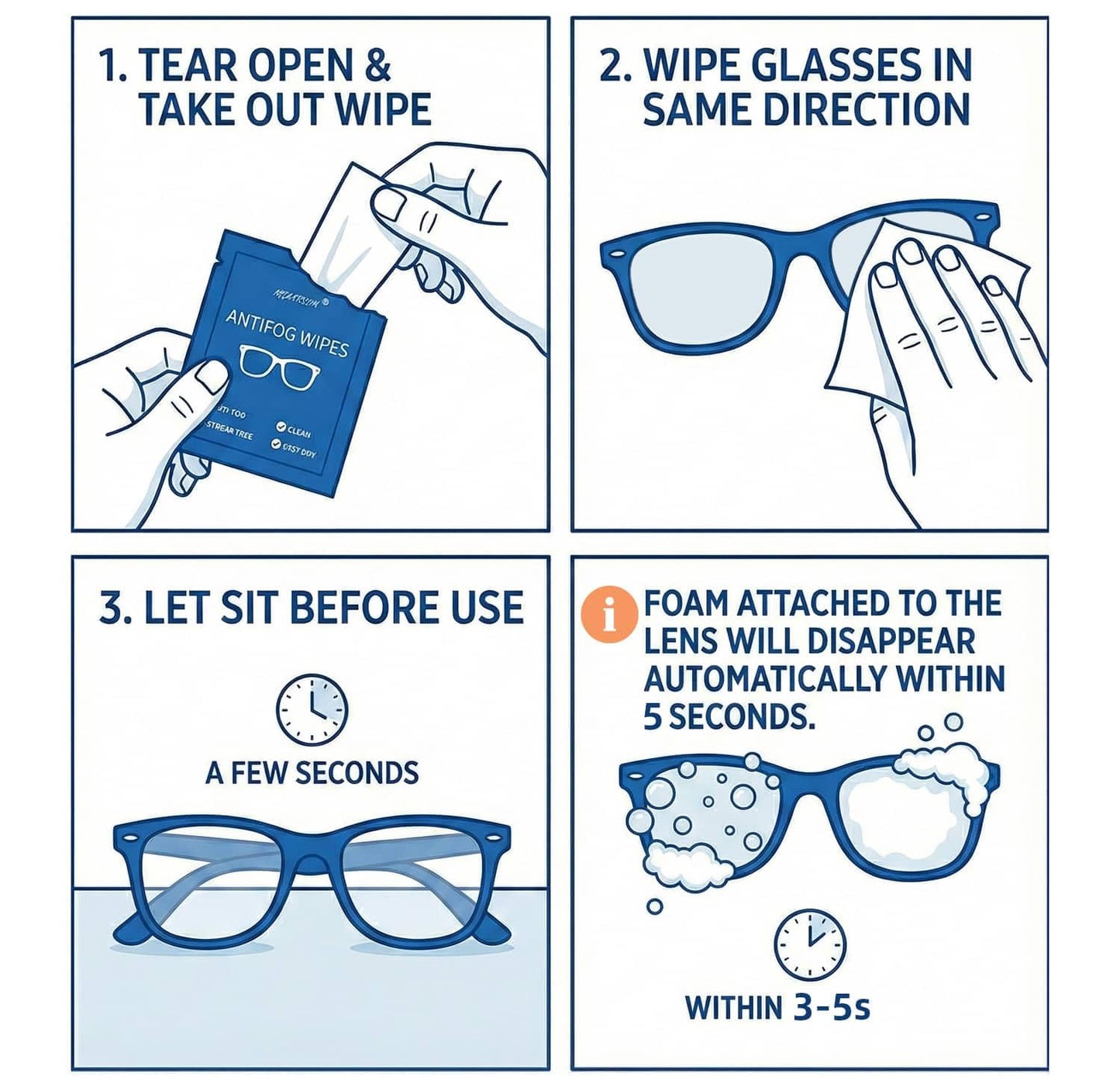 Ageantscom Anti-Fog Wipes for Glasses – 100 Pack, Quick-Dry, Scratch-Free