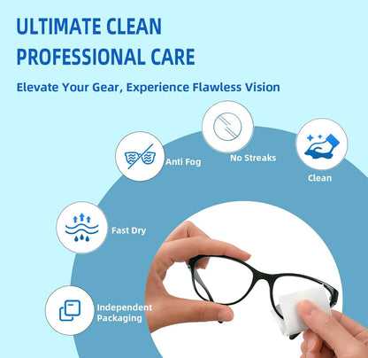 Ageantscom Anti-Fog Wipes for Glasses – 100 Pack, Quick-Dry, Scratch-Free