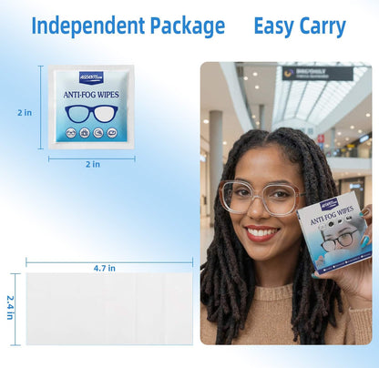 Ageantscom Anti-Fog Wipes for Glasses – 100 Pack, Quick-Dry, Scratch-Free