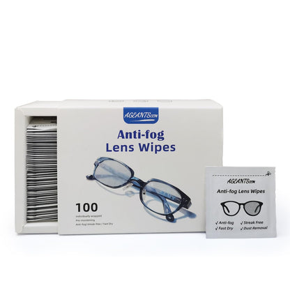 ageantscom Anti Fog Wipes for Glasses (100-Pack) – Pre-Moistened, Quick-Dry, Streak-Free