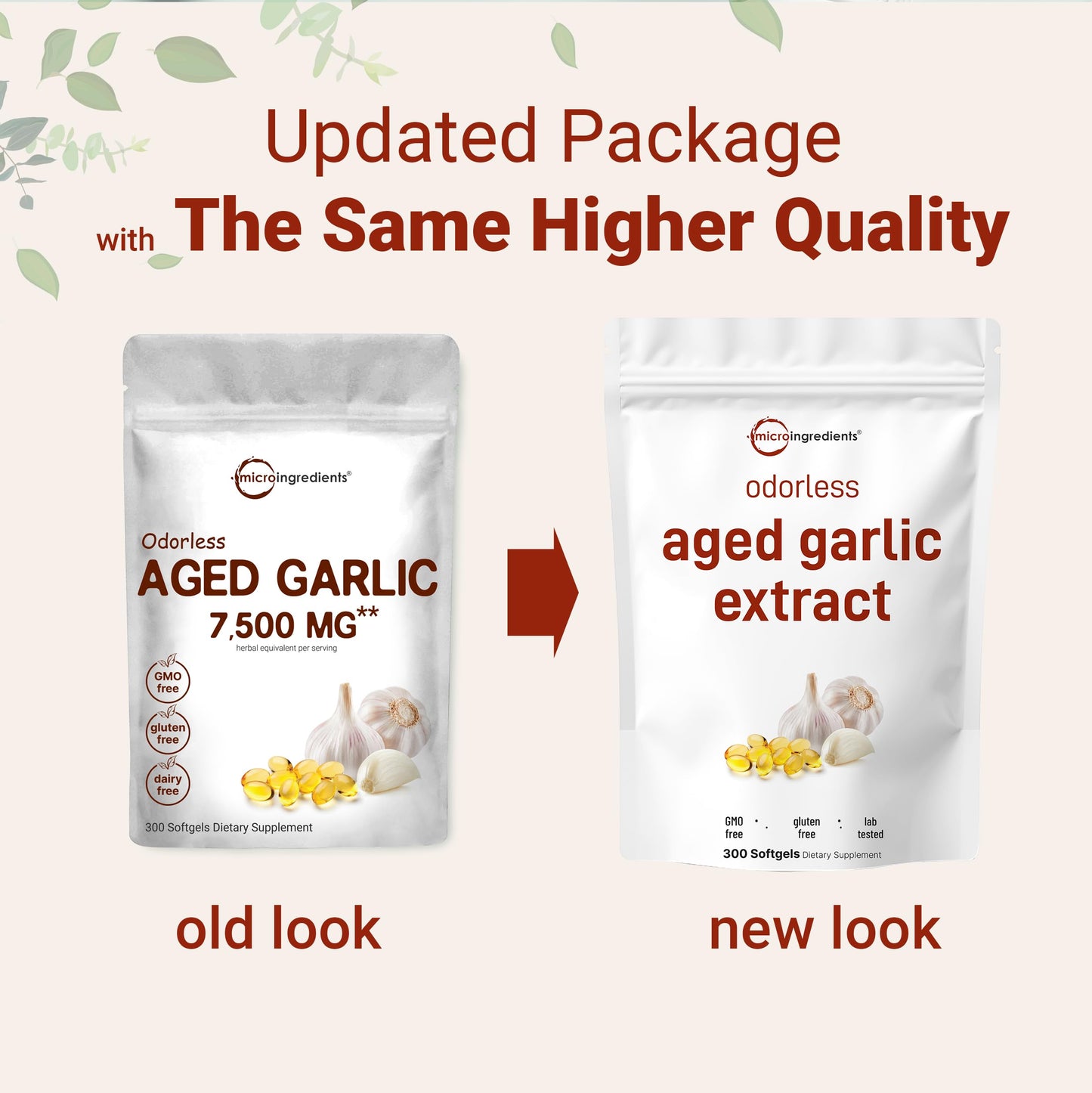 Micro Ingredients Odorless Garlic Softgels, 300 Count | 2-Year Aged Garlic Extract