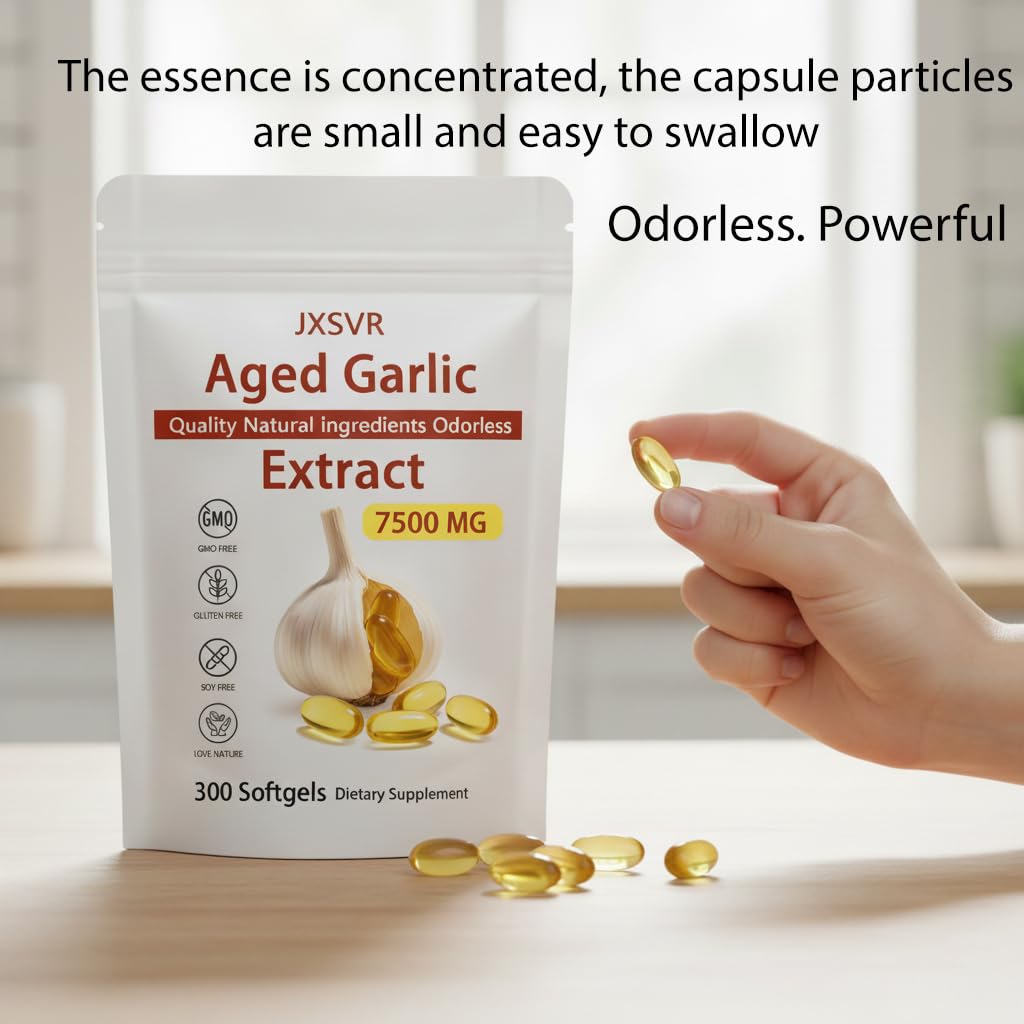 Aged Garlic Extract 300 Softgels, 7500mg Odorless | Heart & Immune Support