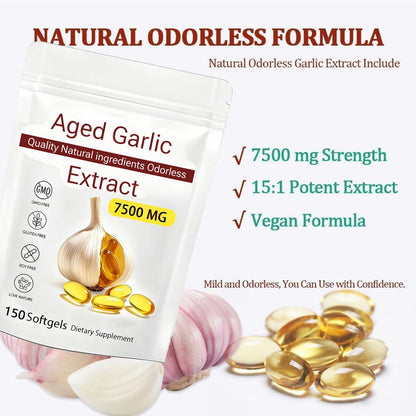 Aged Garlic Extract - 7500mg Odorless (150) | Odorless Garlic Supplement
