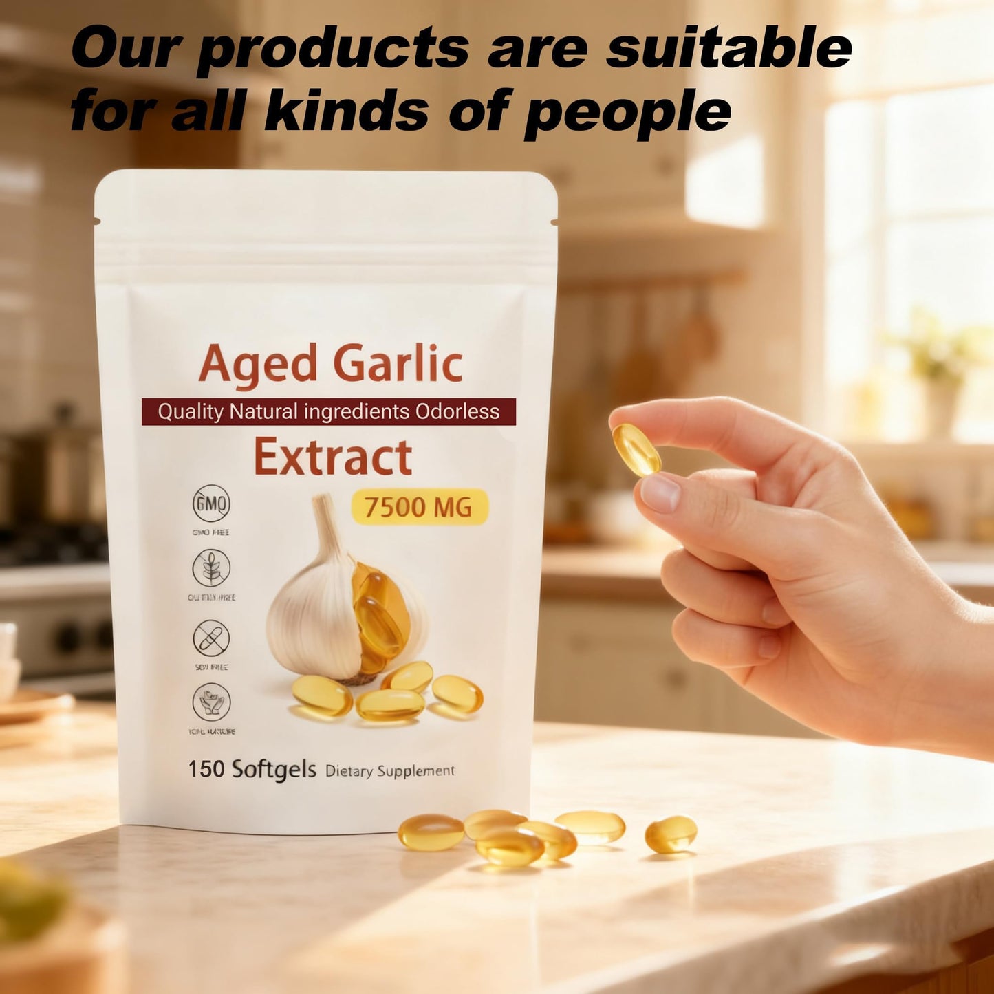 Aged Garlic Extract - 7500mg Odorless (150) | Odorless Garlic Supplement