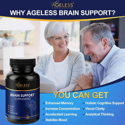 Ageless Brain Supplements for Memory & Focus | Nootropic (60 Capsules)
