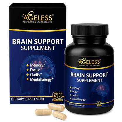 Ageless Brain Supplements for Memory & Focus | Nootropic (60 Capsules)