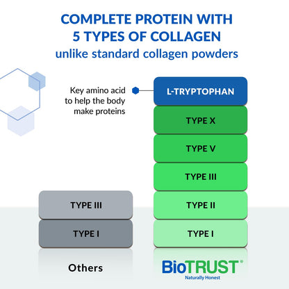 BioTrust Ageless Multi Collagen Peptides Powder – 5 Types I-V-X - Vanilla
