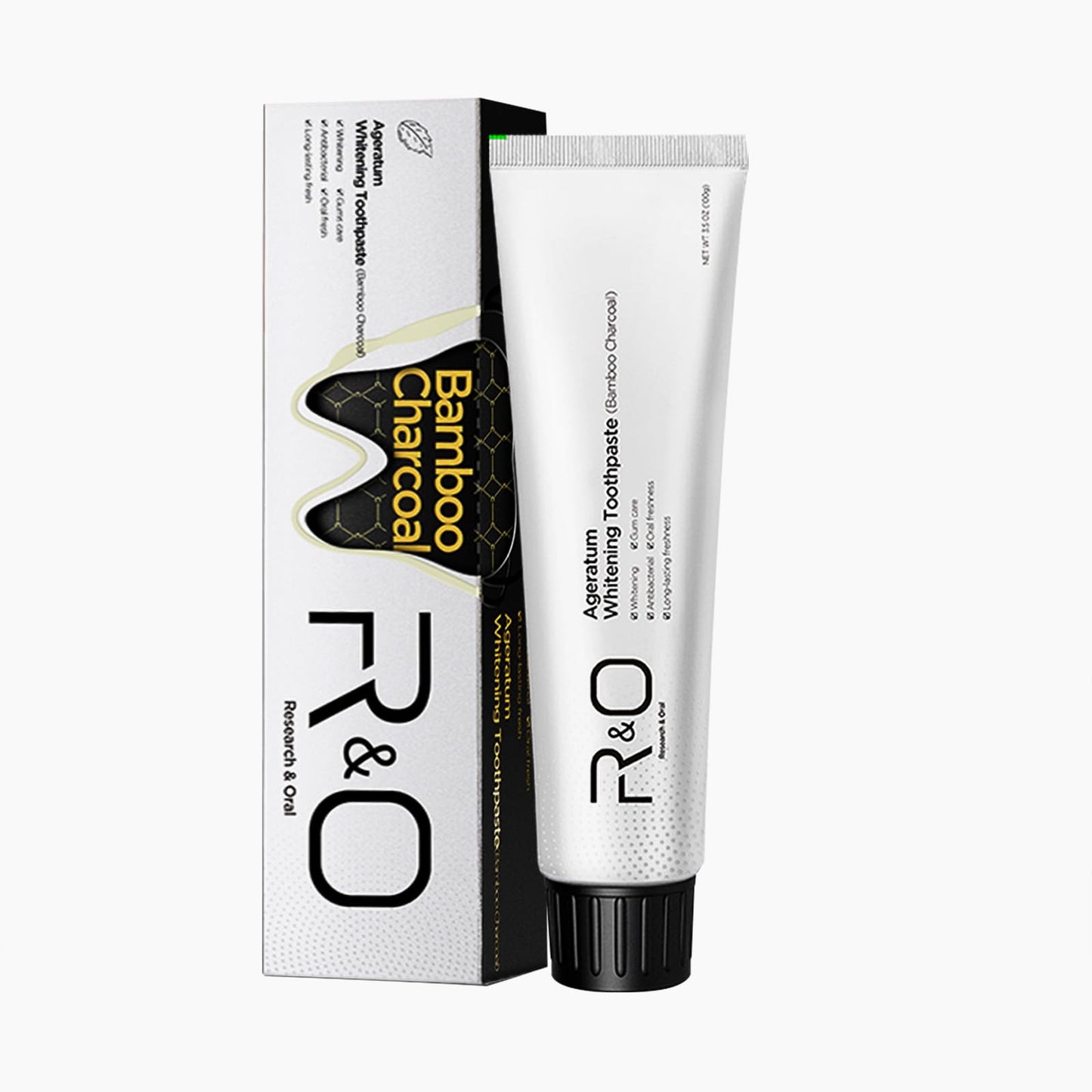 R&O Ageratum Whitening Toothpaste with Bamboo Charcoal – 3.53 oz | Removes Stubborn Stains & Fresh Breath