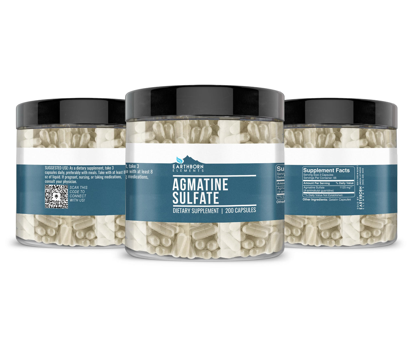 Earthborn Elements Agmatine Sulfate - 200 Caps | Pure & Undiluted, No Additives
