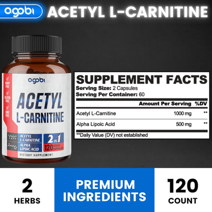 agobi Acetyl L-Carnitine & Alpha Lipoic Acid Complex 1500mg | Brain Health, Focus & Mood