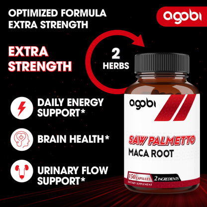 Agobi Saw Palmetto + Maca Root – Hair Health & Energy (150 Veggie Caps)