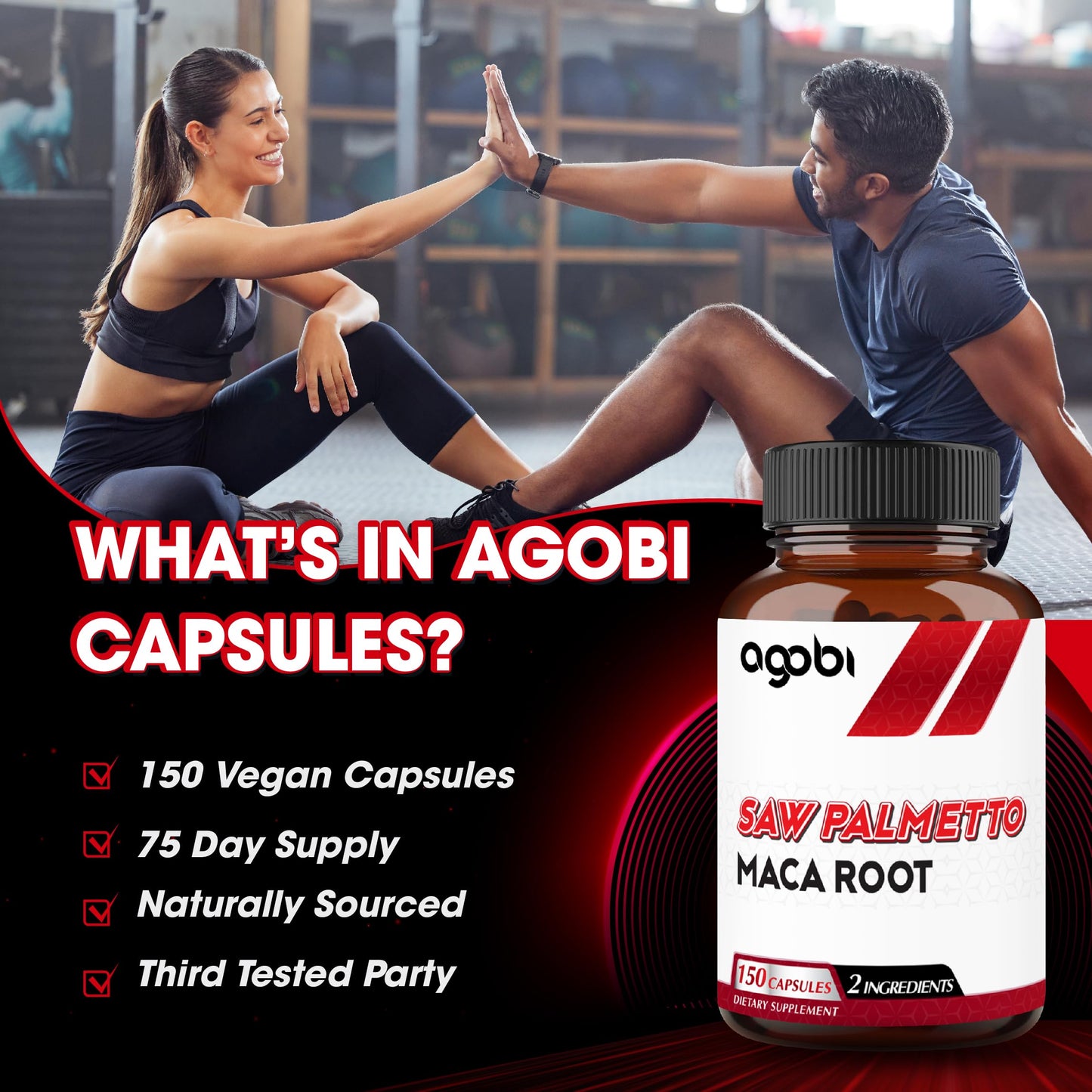 Agobi Saw Palmetto + Maca Root – Hair Health & Energy (150 Veggie Caps)