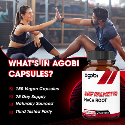 Agobi Saw Palmetto + Maca Root – Hair Health & Energy (150 Veggie Caps)