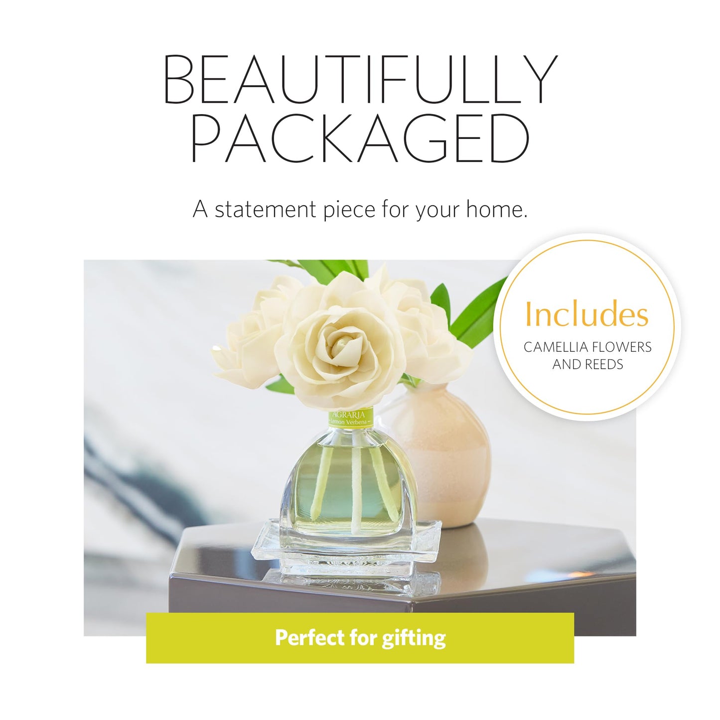AGRARIA AirEssence Flower & Reed Diffuser Set – Handmade Sola Flower Luxury Home Fragrance