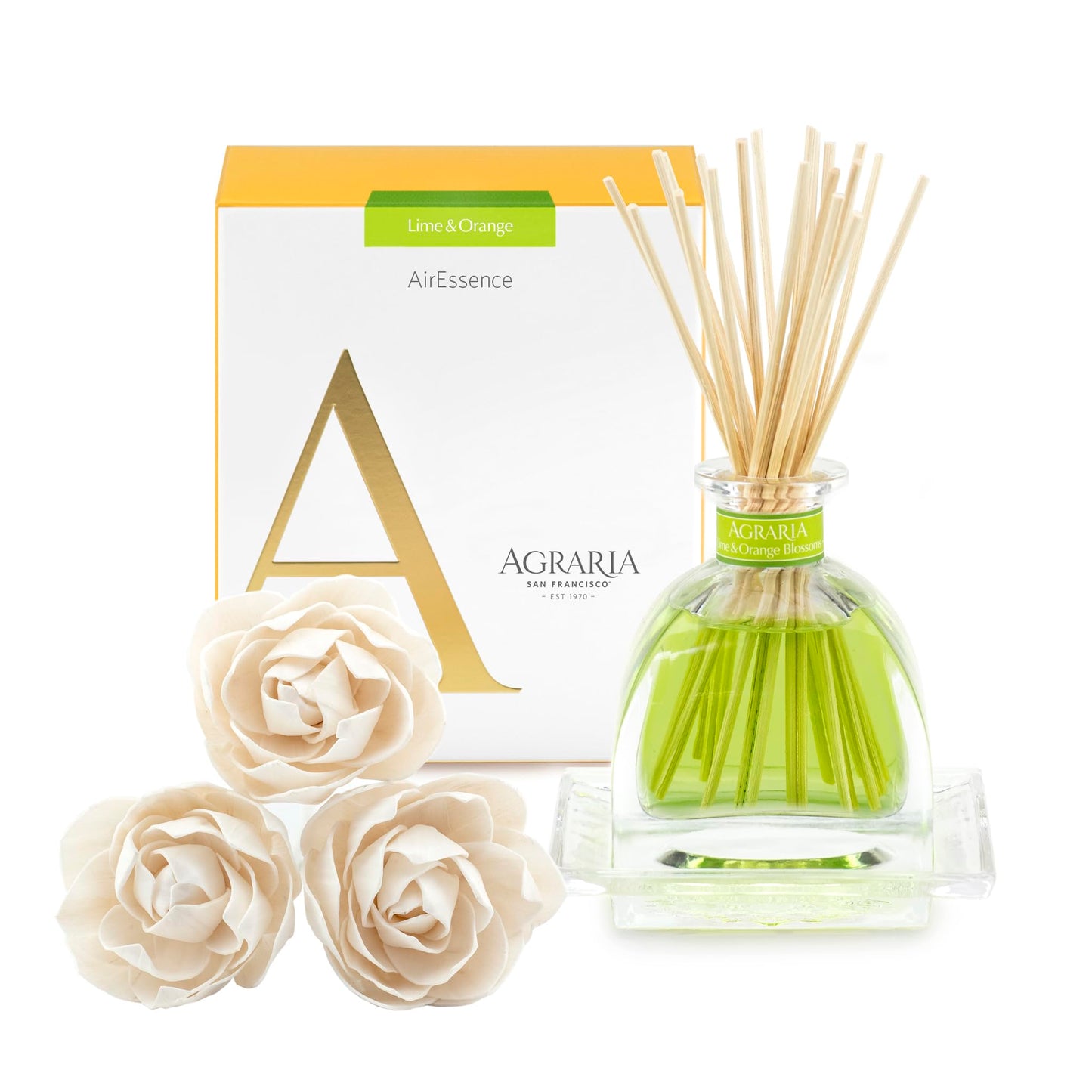 AGRARIA AirEssence Flower and Reed Diffuser Set – Handmade Sola Flower Home Fragrance