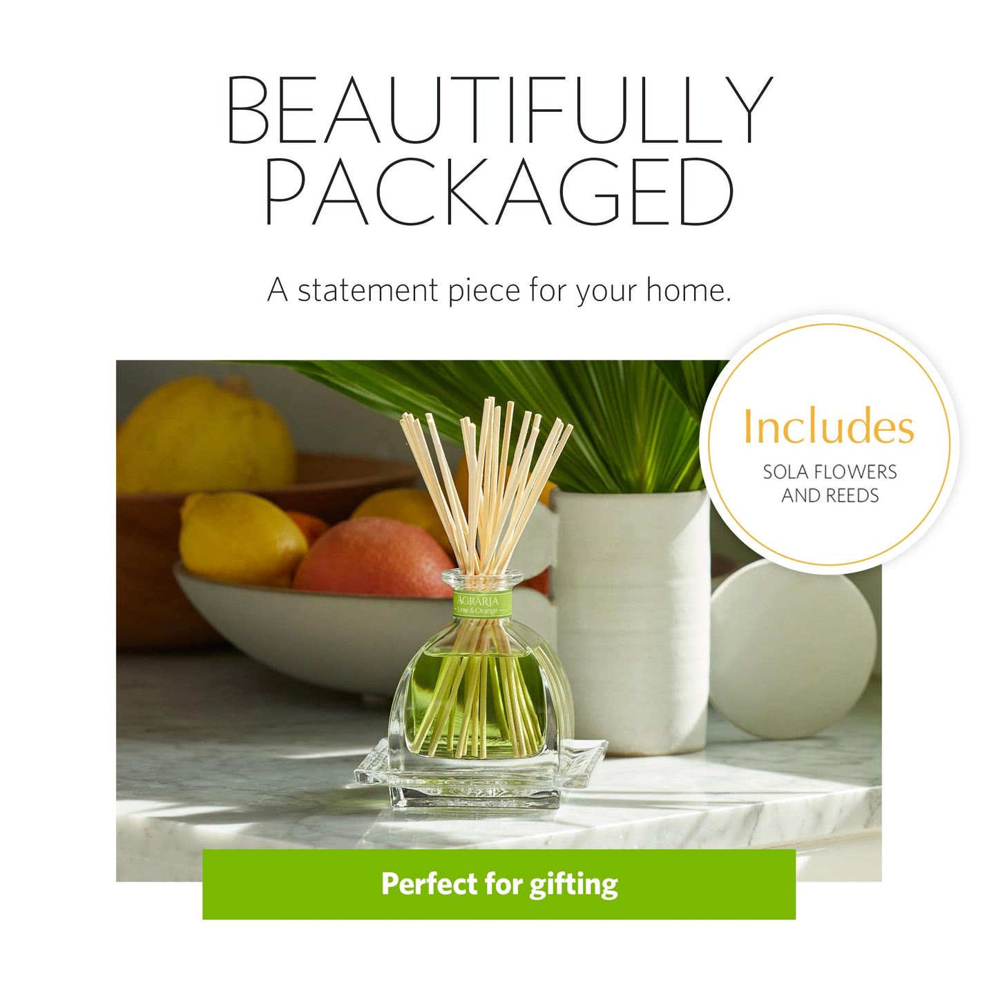 AGRARIA AirEssence Flower and Reed Diffuser Set – Handmade Sola Flower Home Fragrance