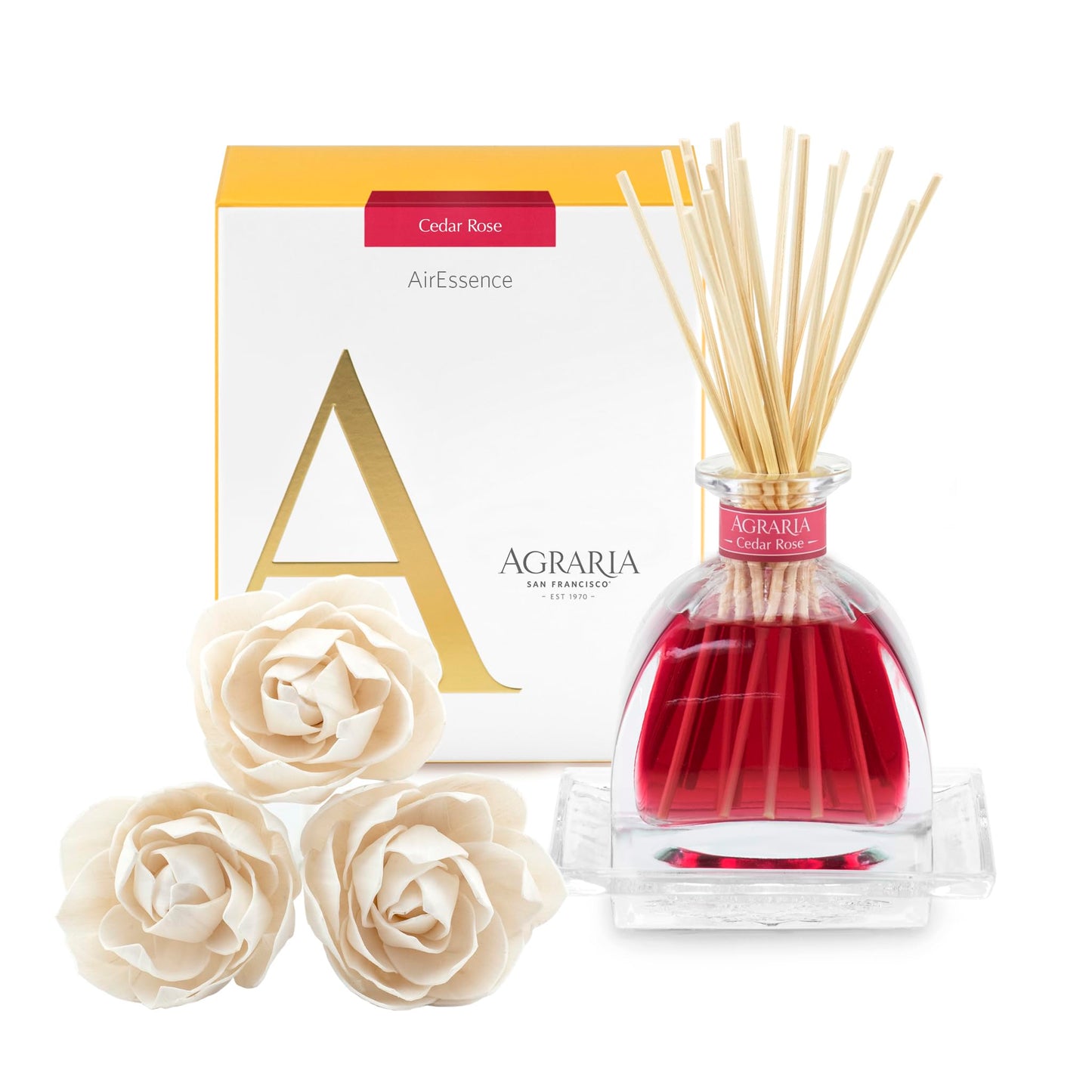 AGRARIA AirEssence Flower & Reed Diffuser Set – Handmade Sola Flower Home Fragrance