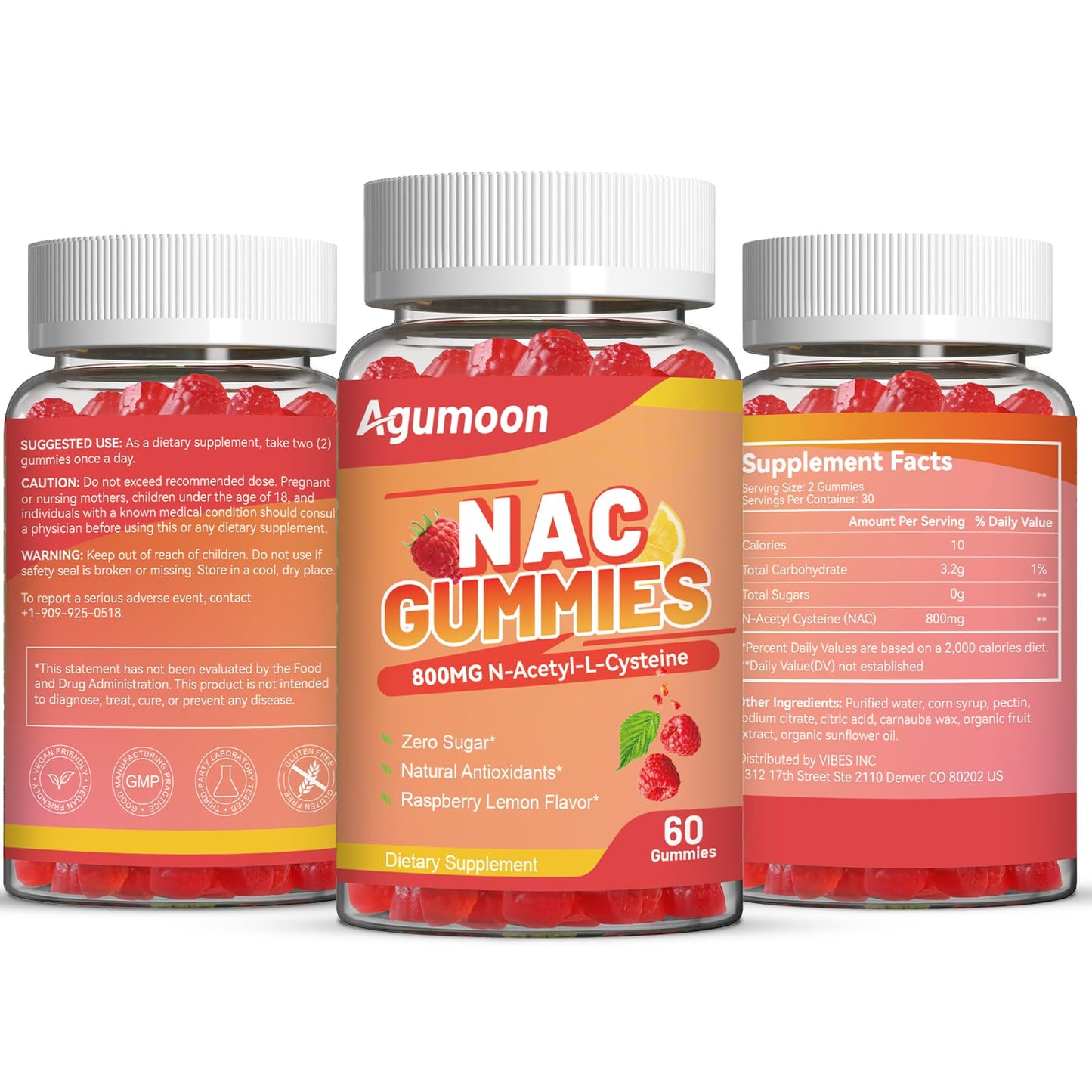 Agumoon NAC Gummies 800mg – Immune Support & Antioxidants (Sugar-Free, 60 Vegan Gummies)