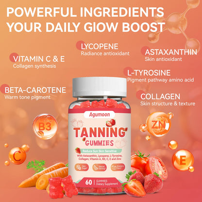 Agumoon Tanning Gummies – Vegan Self-Tan Supplement (60 Gummies)