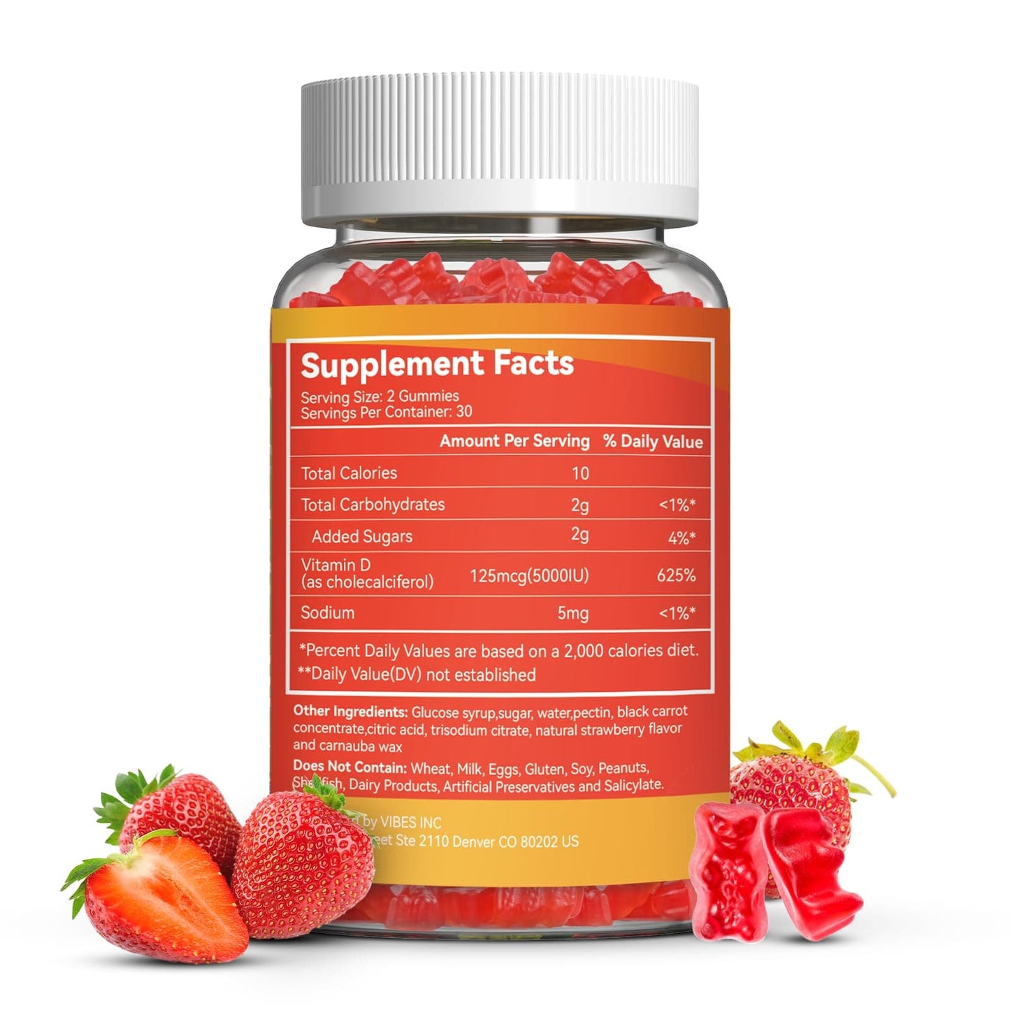 Agumoon Vitamin D3 5000 IU Gummies – Immune, Bone & Muscle Support | 60 Count Strawberry