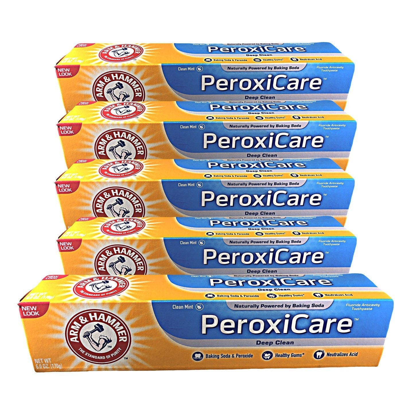 A&H Peroxicare Tart 6 oz - Baking Soda Toothpaste, Tartar Control (Pack of 5)