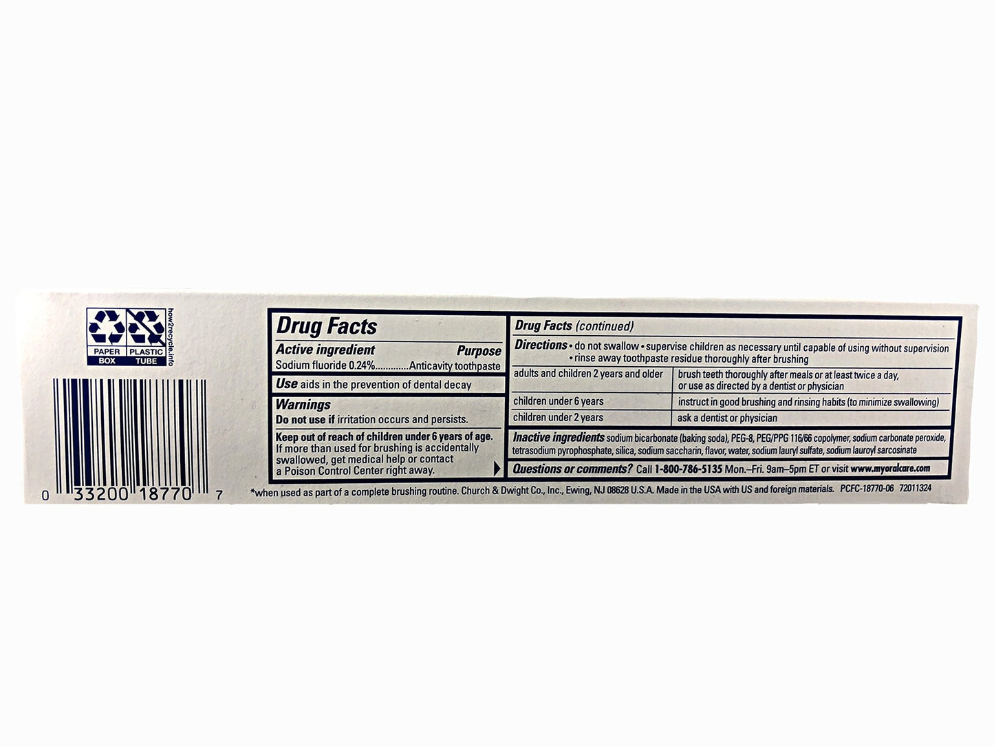 A&H Peroxicare Tart 6 oz - Baking Soda Toothpaste, Tartar Control (Pack of 5)