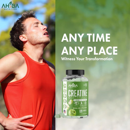Ahiba Creatine Monohydrate Gummies – 5g Serving, Vegan, Sugar-Free, Made in USA