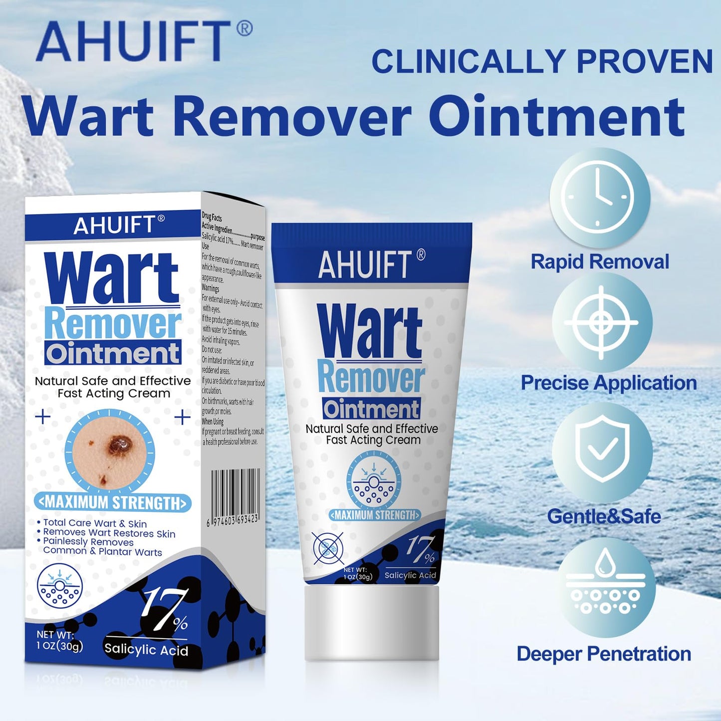 AHUIFT Fast Action Wart Remover Ointment – Maximum Strength Salicylic Acid (XK04)