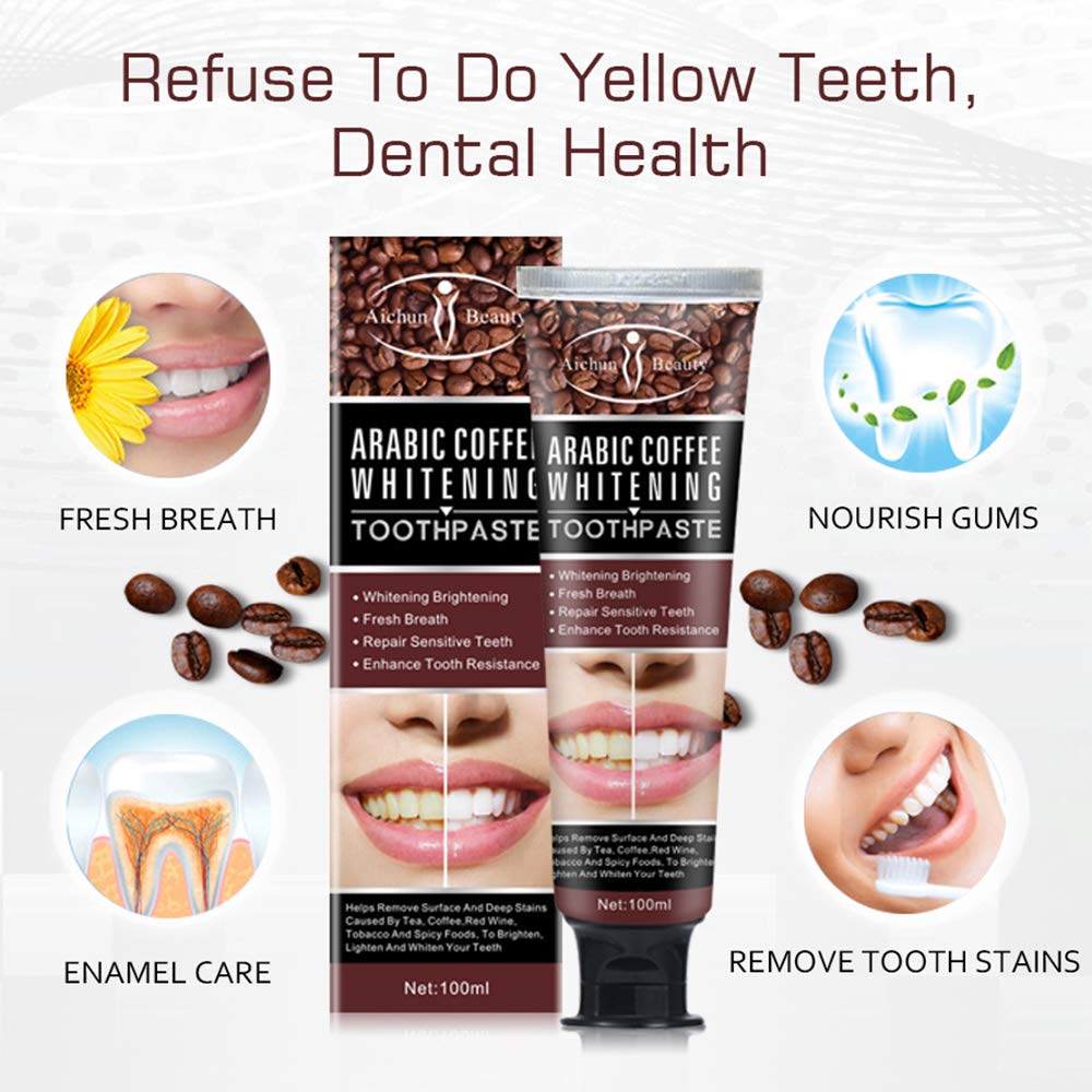 AICHUN BEAUTY Arabic Coffee Toothpaste | Fresh Breath, Whitening & Sensitive Teeth Care 100ml