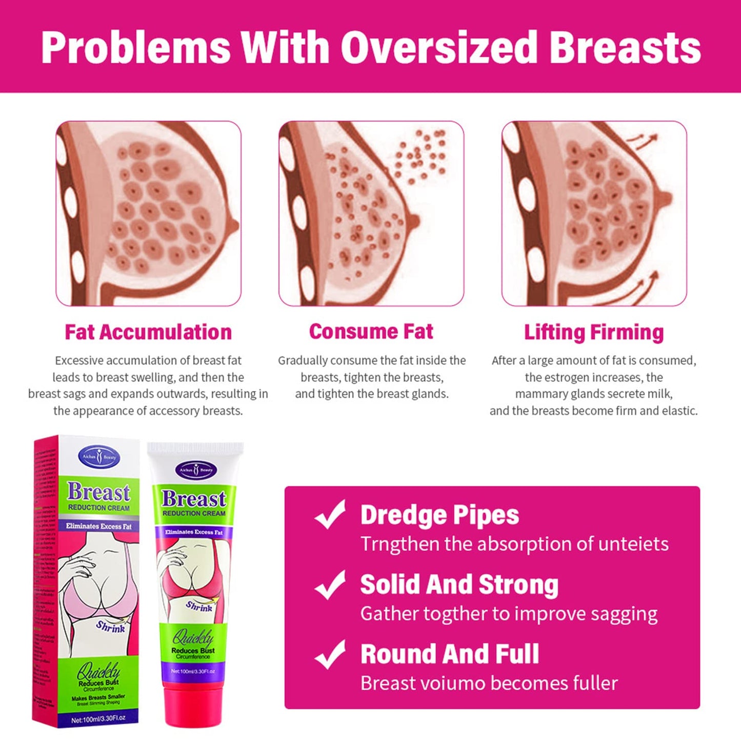 AICHUN BEAUTY Breast Reduction Cream – Slimming & Shaping, 100ml (Pack of 2)