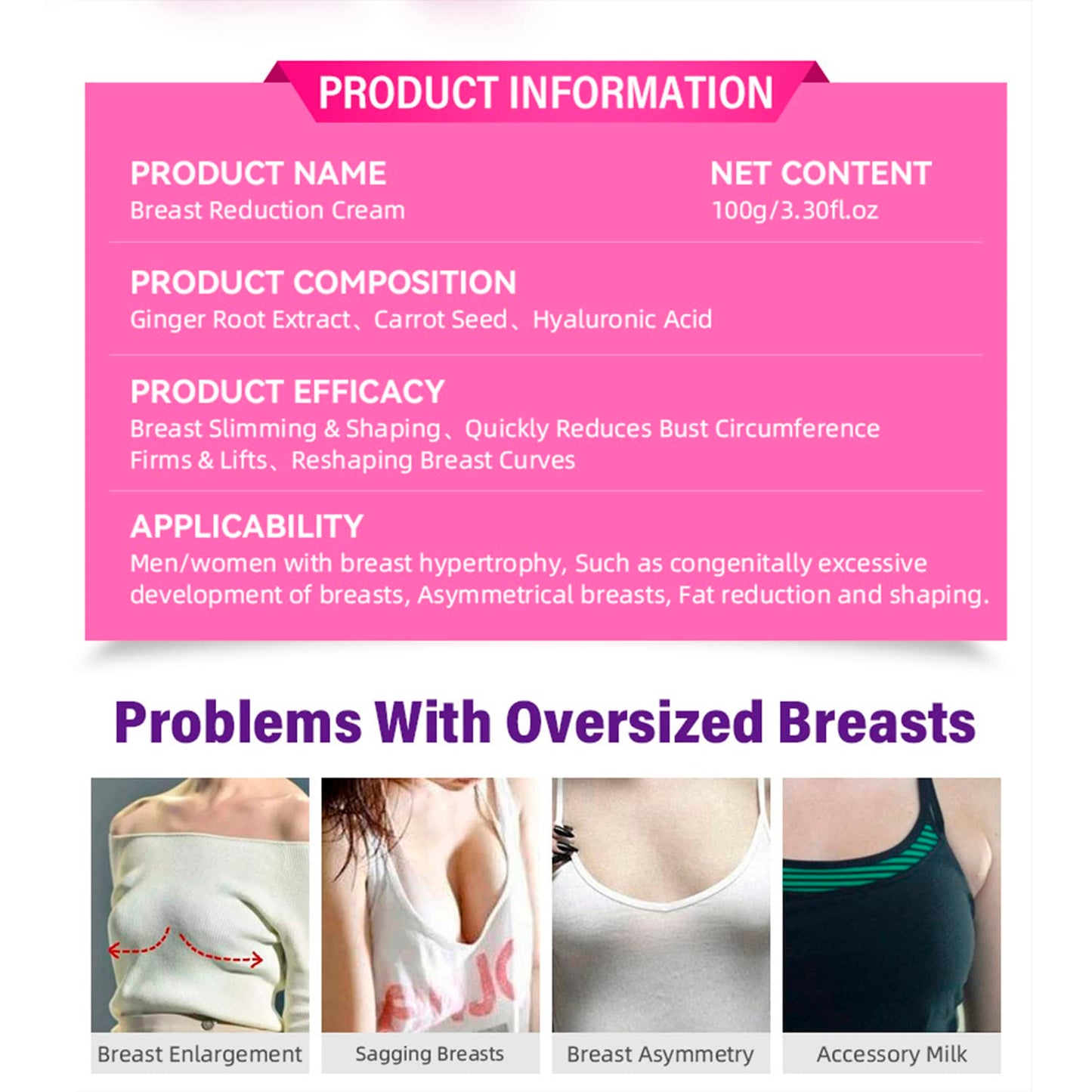 AICHUN BEAUTY Breast Reduction Cream – Slimming & Shaping, 100ml (Pack of 2)