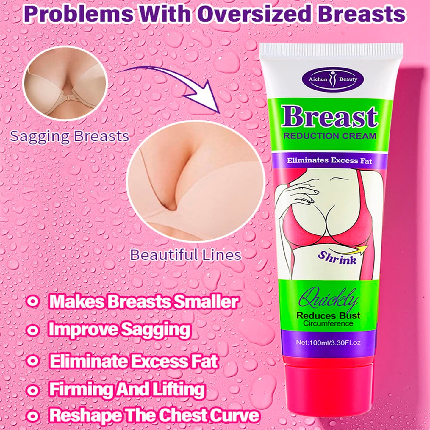 AICHUN BEAUTY Breast Reduction Cream - Shrink Bust, Quick Slimming & Shaping, 100ml