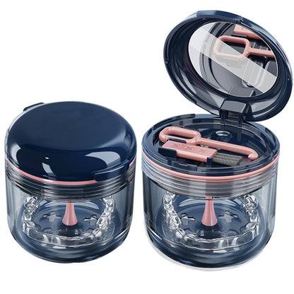 Aidarmoll Retainer Case – Denture Bath Cup with Drain Tray & Mirror