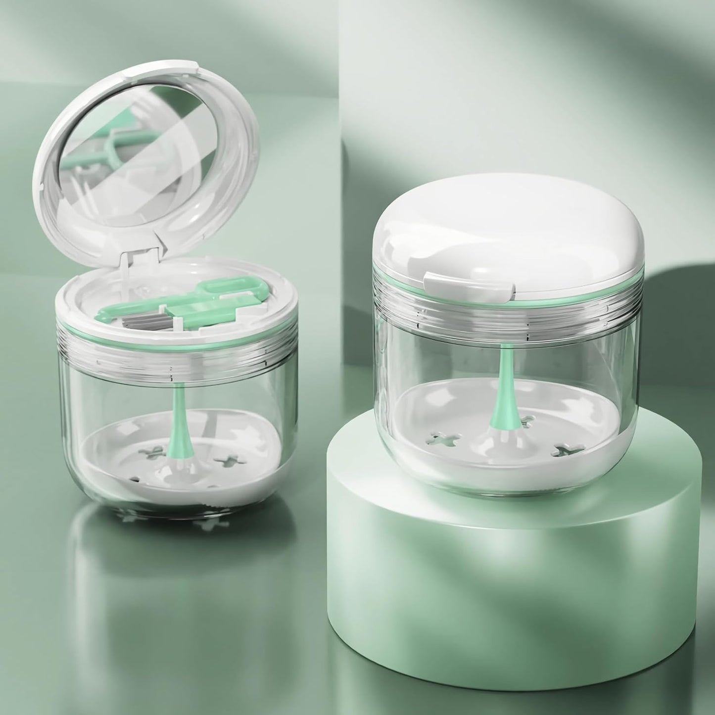 Aidarmoll Denture Bath Cup – Retainer Case & Night Guard Holder with Drain Tray