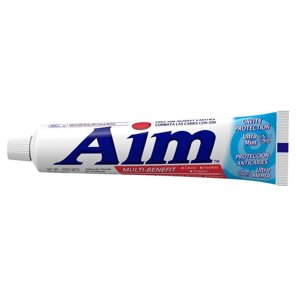 Aim Ultra Mint Multi-Benefit Cavity Protection Gel Toothpaste – 5.50 oz | ADA Approved