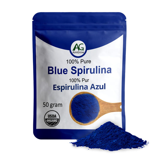 Aimgrow Blue Spirulina, Antioxidant Rich Blue Spirulina Powder, Non-GMO and Gluten-Free, 50 Grams BritishVita | Premium UK Vitamins & Wellness Supplements
