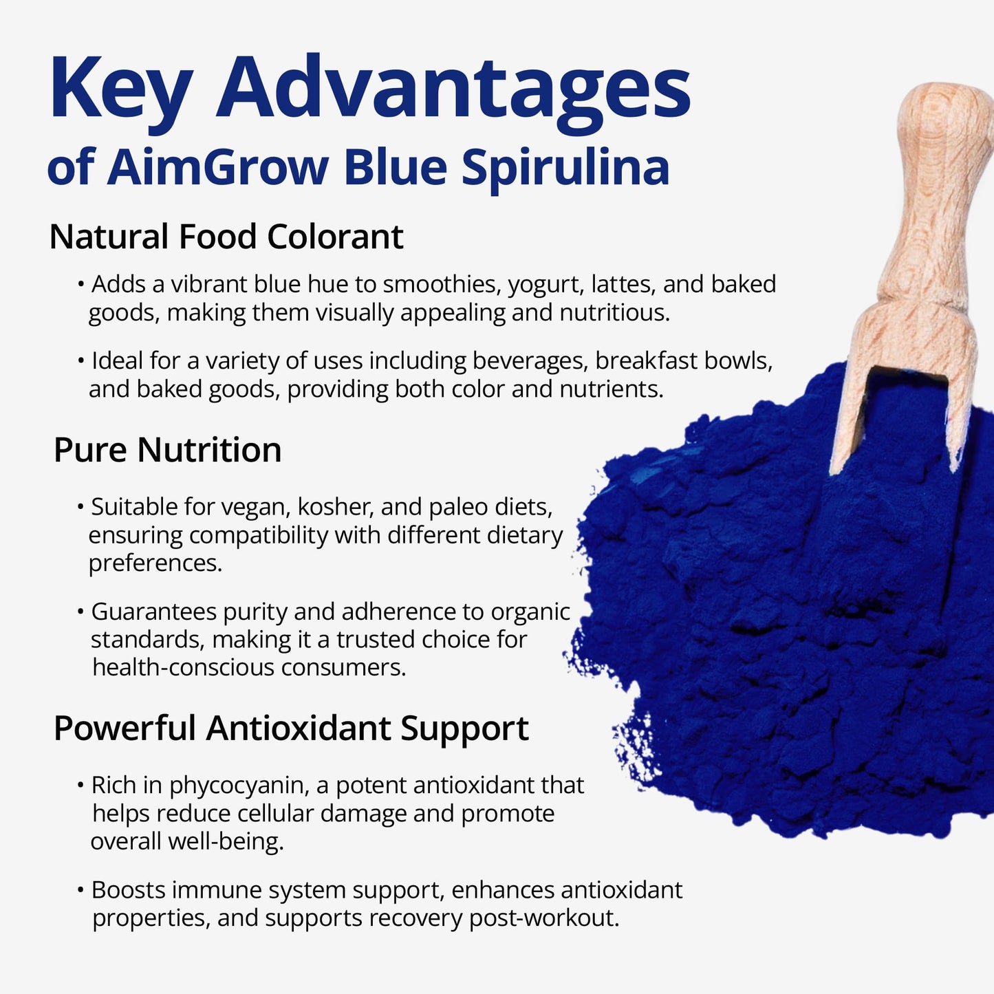 Aimgrow Blue Spirulina, Antioxidant Rich Blue Spirulina Powder, Non-GMO and Gluten-Free, 50 Grams
