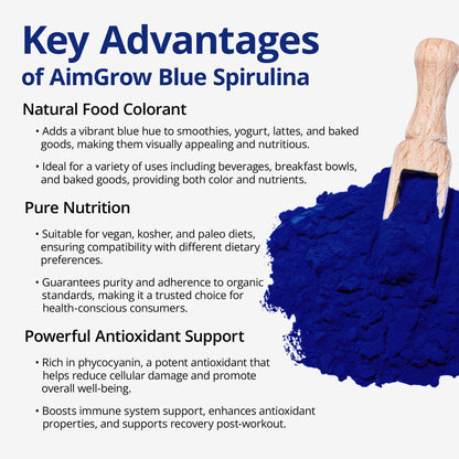 Aimgrow Blue Spirulina, Antioxidant Rich Blue Spirulina Powder, Non-GMO and Gluten-Free, 50 Grams