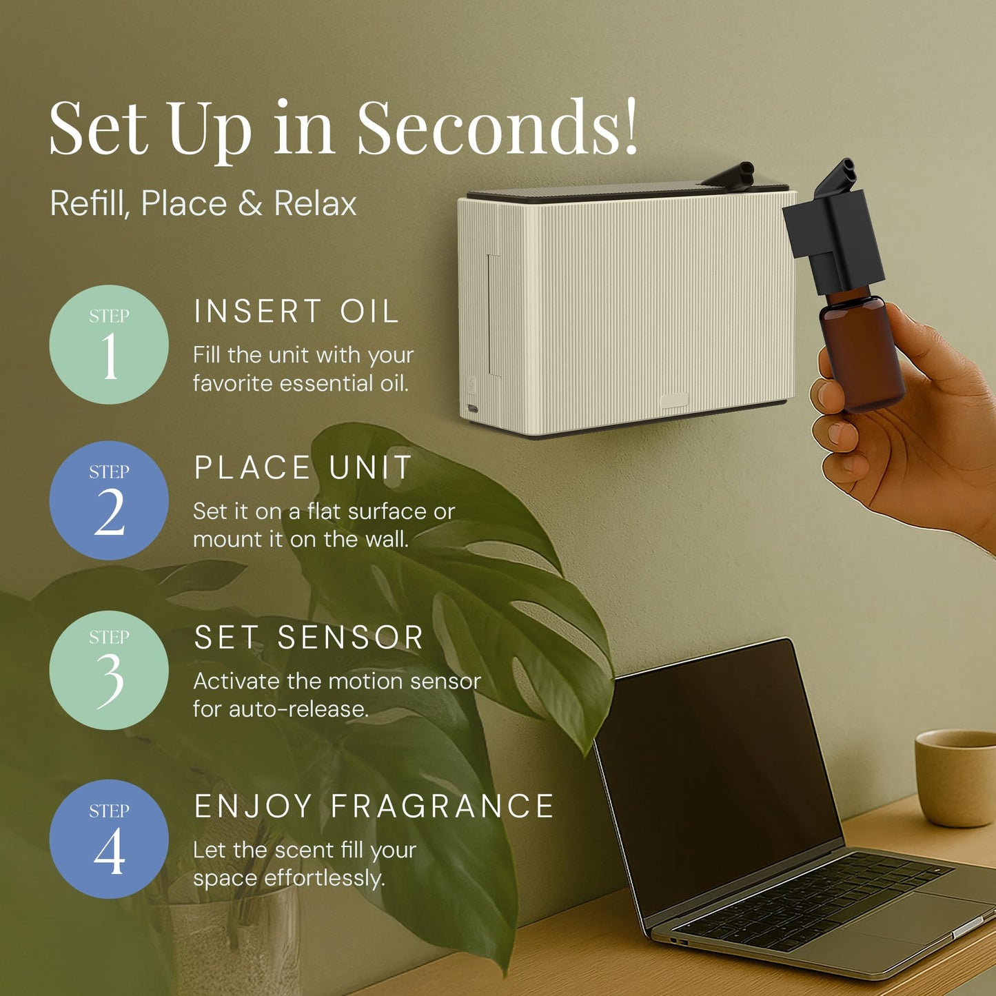 Air Esscentials AE101Bat: Waterless Battery Diffuser with Motion Sensor