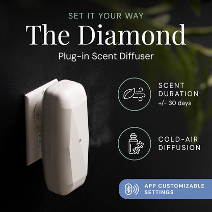 Air Esscentials Diamond Gift Set - Bluetooth Diffuser with 2 Signature Scents (White)