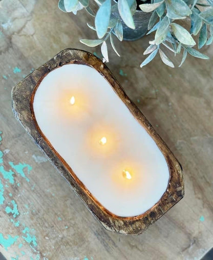 Aira Dough Bowl Candle – Organic Soy Wax, Hand-Carved Wood Bowl, Vegan & Kosher, 13 oz