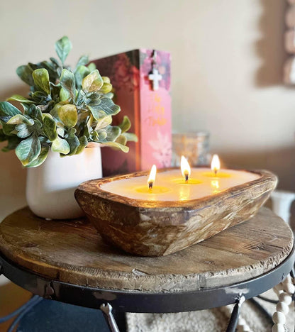 Aira Dough Bowl Candle – Organic Soy Wax, Hand-Carved Wood Bowl, Vegan & Kosher, 13 oz